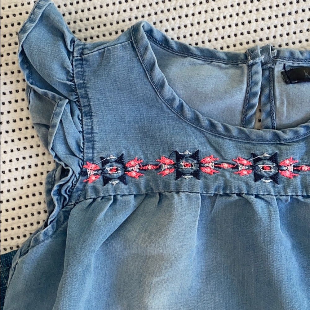 Girls denim dress with stitched detailing